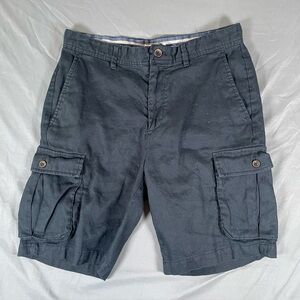 Zara European Grown Linen Shorts Men's Size 38 Navy Blue Designer Preppy Cargo